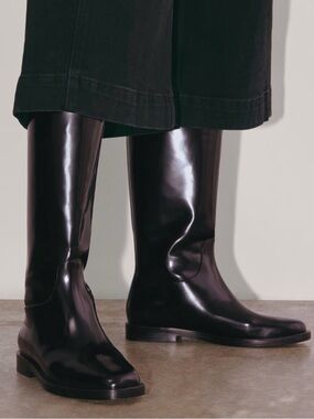 Everlane Black Tall Leather Heeled Boots